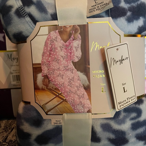 Mayfair Other - #92 Blue Animal Pattern Micro Fleece Pajama Set NWT